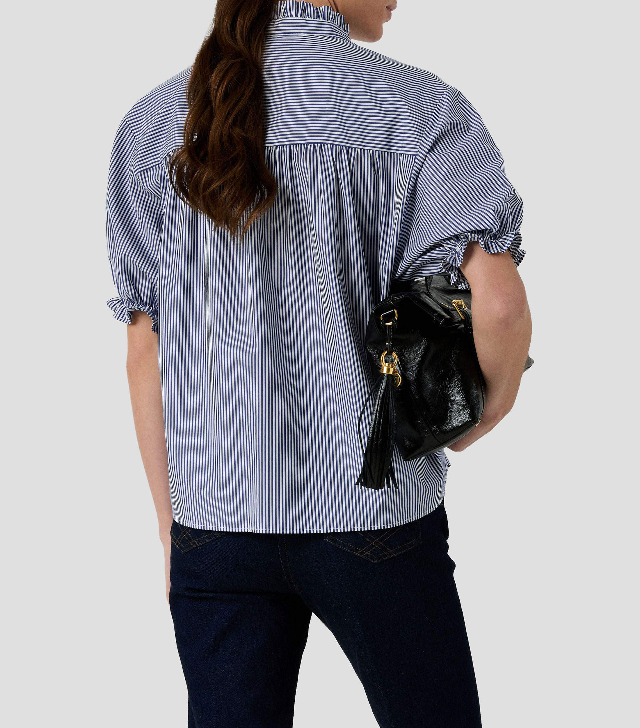 Blusa a rayas manga corta Mujer